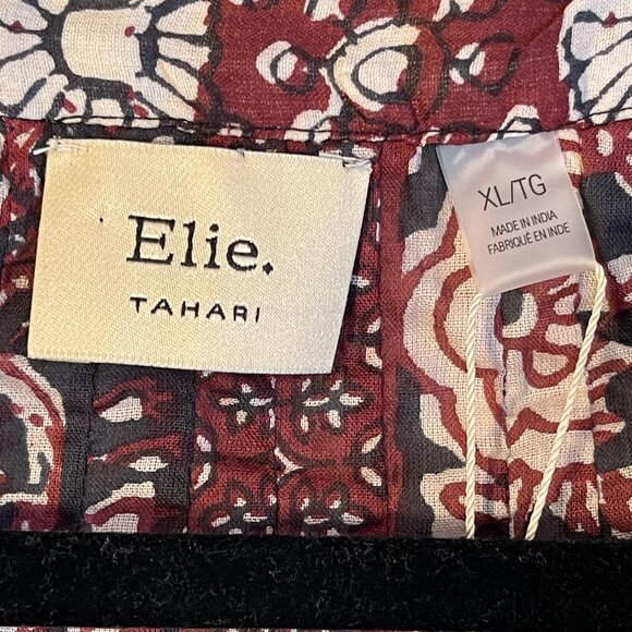 Ellie Tahari Floral Print Cotton Puff Sleeve Blouse, XL - NWT - Picture 3 of 7